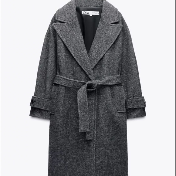 NEW 2025 Zara WOOL Blend Gray Long Coat - Picture 4 of 9